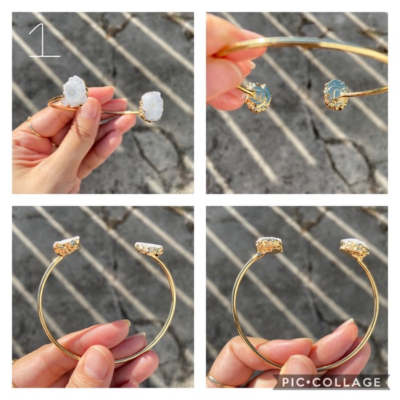 Raw Stalactite Gemstone Gold Plated Bracelet - Picture 3 of 5